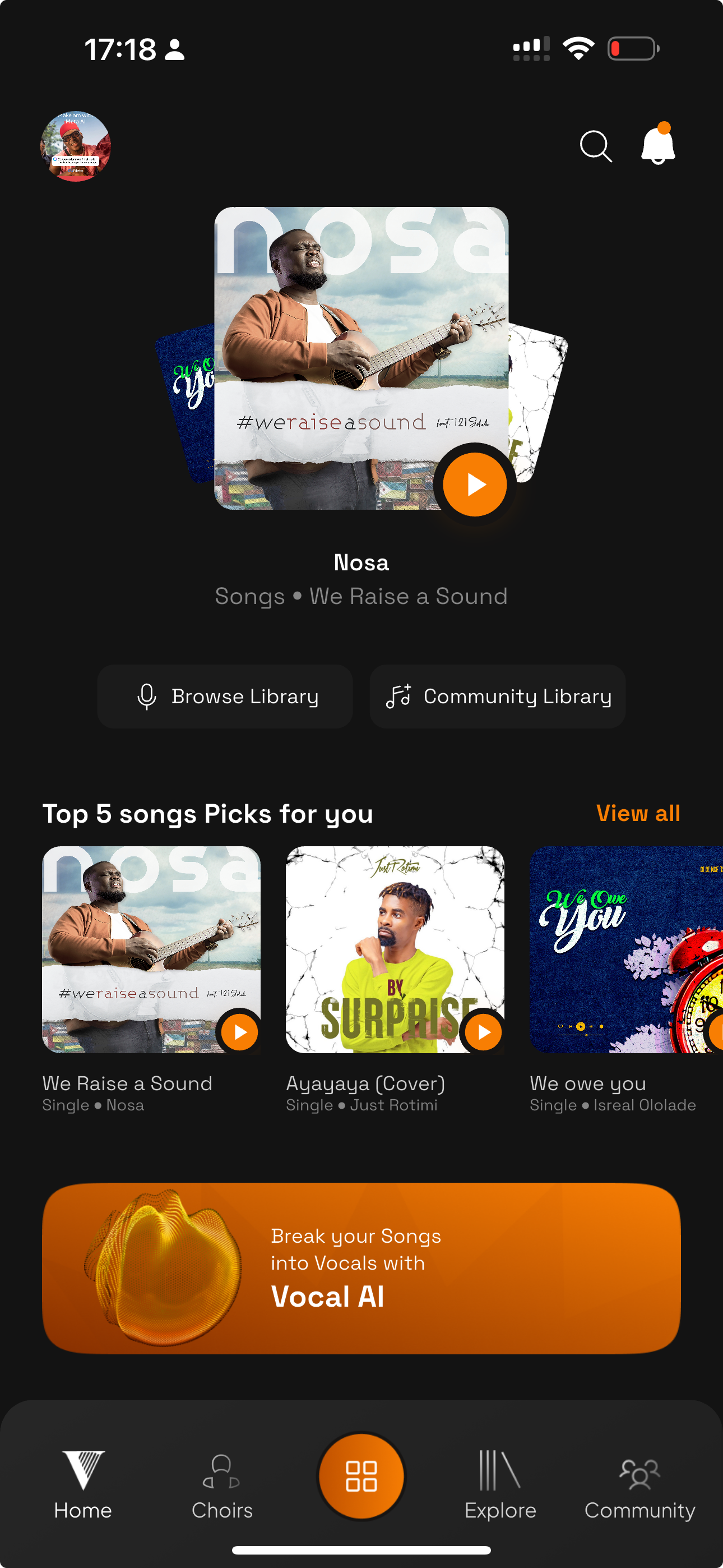 Rehearsal playback interface used for lyric-following and section learning (Mobile)
